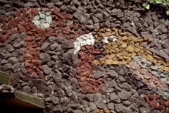 Detail of an eagle head with object in beak, from a mosaic by Juan O’Gorman, Mexico City