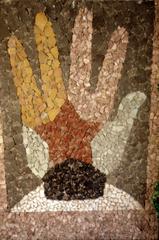 Detail of a hand, from a mosaic by Juan O’Gorman, Mexico City