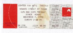 Ticket for OM 1, Concert 4, at Yerba Buena Gardens, November 7, 1993