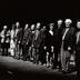 Full length view of the participating composers of the first Other Minds Festival standing on stage, San Francisco, 1993 (cropped image)