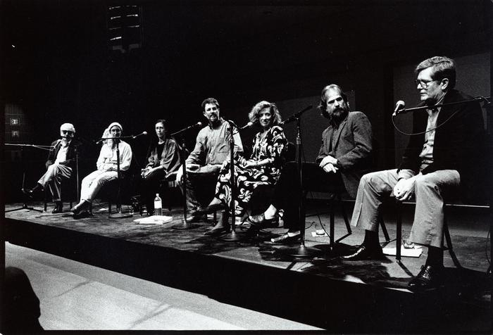 Participants of a panel on the legacy of John Cage during the 1st Other Minds Festival, 1993 (cropped image)