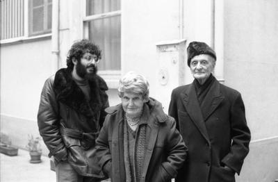 Charles Amirkhanian, Germaine Tailleferre, and Ivan Wyschnegradsky, standing, Paris France, 1973