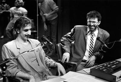 Frank Zappa and Charles Amirkhanian, during an appearance at the Palace of Fine Arts Theater, San Francisco, May 20, 1984