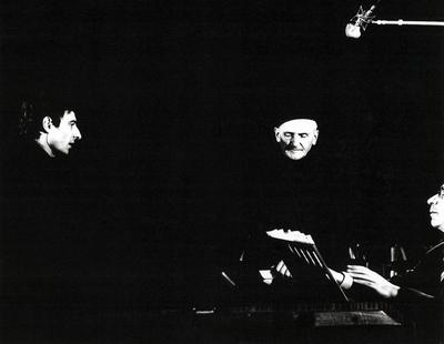 Luc Ferrari (left) in conversation with Maurice Fleuret, 1966