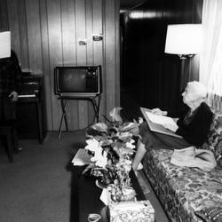 Leo Ornstein standing on left with his wife Pauline, seated on the right, Brownsville TX, 1981