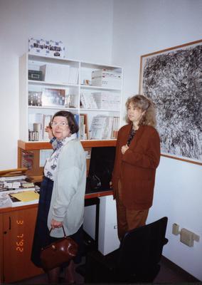 Eleanor Amirkhanian & Carol Law, full length portrait, standing, Berkeley CA, 1992
