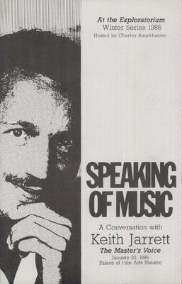 Speaking of Music, A Conversation with Keith Jarrett (Program guide)