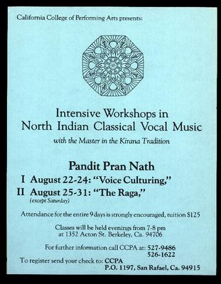 CCPA Presents: Intensive Workshops in North Indian Classical Vocal Music with Pandit Pran Nath (1983)