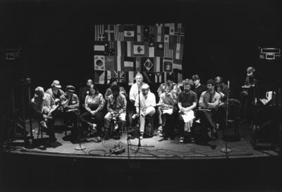 Composers listening onstage at the Sheridan Opera House during the 1990 Composer-to-Composer Festival (cropped image)