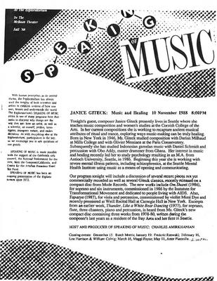 Speaking of Music with Janice Giteck (Program guide)