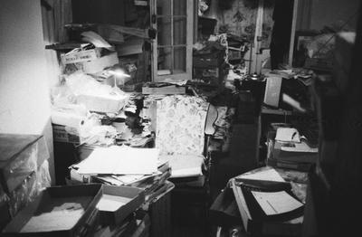 A cluttered work room in the home of composer Bill Russell, New Orleans LA., (1982)