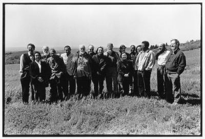 Featured composers of OM 2, full length portrait, standing, facing forward, Woodside, 1995