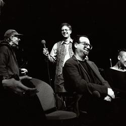 Several participants of the 4th Other Minds Festival seated on stage during a panel discussion, San Francisco, CA (1997) 