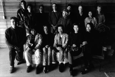 Featured participants of OM 4, full length portrait, standing and seated, facing forward, Woodside CA, (1997)