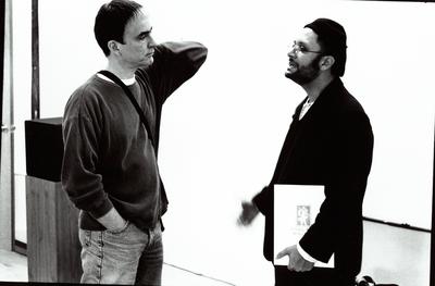 Donald Swearingen, Hafez Modirzadeh, half length portrait, facing each other, 1997 (cropped image)