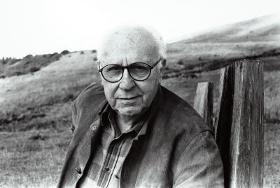 Head and shoulders portrait of David Raksin, Woodside, 1996 (cropped image)