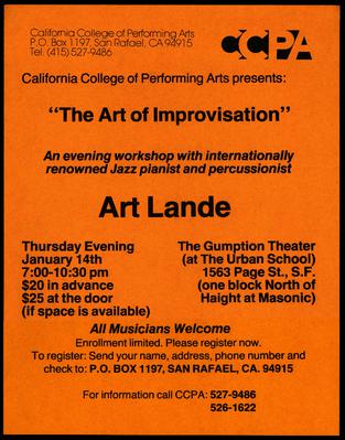CCPA Presents: The Art of Improvisation with Art Lande