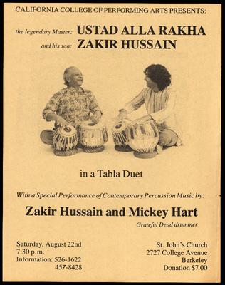 CCPA Presents: Ustad Alla Rakha and Zakir Hussain, with Mickey Hart