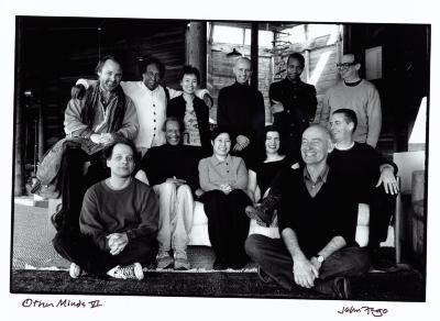 Featured participants of OM 6, full length portrait, standing and seated, facing forward, Woodside, 2000 (cropped image)
