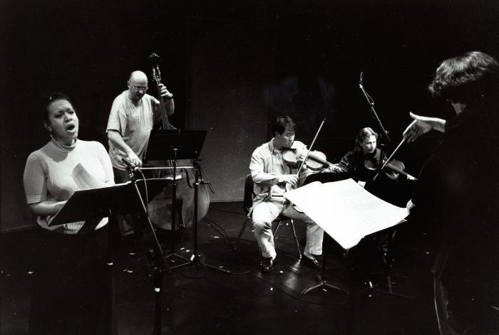 Tammy Jenkins, Gavin Bryars, Charlton Lee, Kate Stenberg, & Linda Bouchard, performing during OM 7, San Francisco CA, (2001)