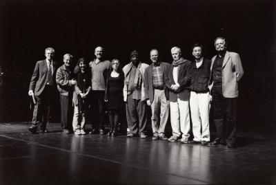 Other Minds 9 participants on stage, San Francisco, 2003 (cropped image)