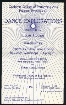 CCPA Presents: Evenings of Dance Explorations Directed by Lucas Hoving