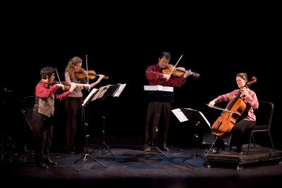 Del Sol Quartet performing on stage during OM 11, ver. 03