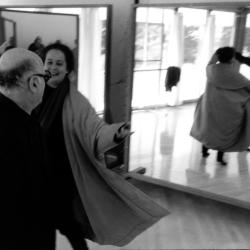 Michael Nyman and Maria de Alvear dancing in one of the studios at the Djerassi Resident Artists Program, Woodside, CA (2005)