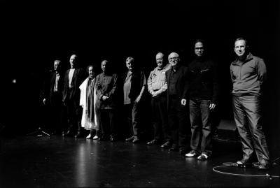 The composers of the 11th Other Minds Festival, standing on stage, San Francisco, 2005 (cropped image)