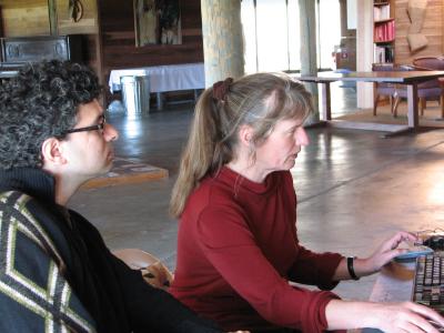 Keeril Makan & Renate Hoffleit (l to r), head and shoulders portrait, facing right, Woodside CA., (2008)