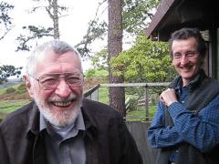 Ben Johnston & John Schneider (l to r), heads and shoulders portrait, facing forward, smiling, Woodside CA., (2009)