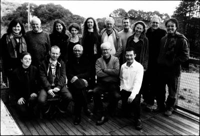 Group portrait of the featured OM 15 composers, performers, and organizers, Woodside CA., (2010)