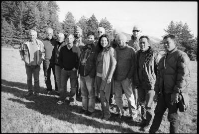 A group portrait of the artists and organizers of the 16th Other Minds Festival, Woodside CA (2011)