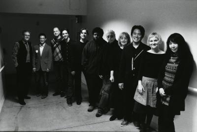 Directors and artists of the 17th Other Minds Festival lined up backstage, San Francisco CA (2012)
