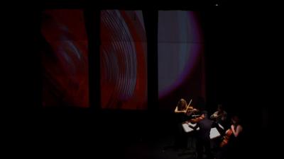 The Del Sol String Quartet performing Ken Ueno's "Peradam" with live video projections, vs. 3, OM 17