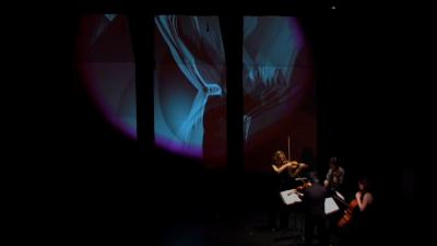 The Del Sol String Quartet performing Ken Ueno's "Peradam" with live video projections, vs. 4, OM 17
