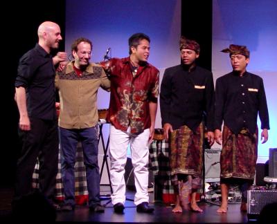 Dylan Johnson, Scott Amendola, I Wayan Balawan, I Nyoman Suarsana, and I Nyoman Suwida after their performance at OM 16, San Francisco CA (2011)