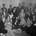 Portrait of a large group of artists including Maro and Anahid Ajemian, Alan Hovhaness and others, at a house party (ca.1940s)