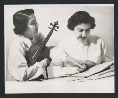 Portrait of Violin and Piano Duo Anahid and Maro Ajemian (ca. 1960s)
