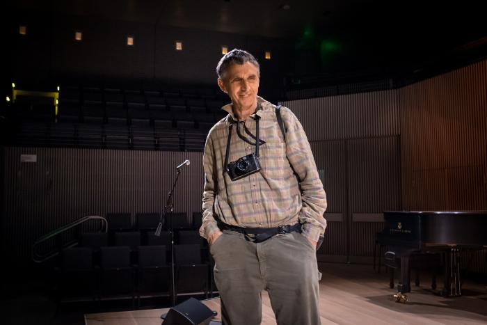 John Fago on the stage at SFJAZZ prior to OM 19, San Francisco CA (2014)