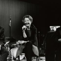Charles Céleste Hutchins, Myra Melford, and Roscoe Mitchell, during a panel discussion prior to the second concert for OM 19