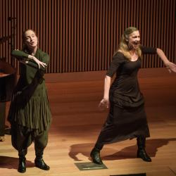 Allison Sniffin and Katie Geissinger of the Meredith Monk Vocal Ensemble performing during OM 21, San Francisco CA (2016)