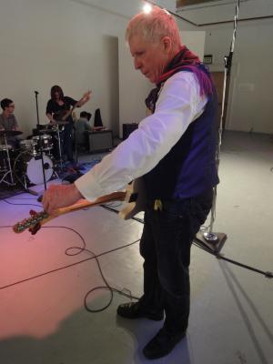 Rhys Chatham tuning his guitar during a rehearsal at the LAB, San Francisco CA (June, 2013)