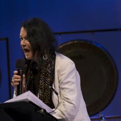 Anne Waldman performing poetic works during OM 23, San Francisco CA (April 9, 2018)