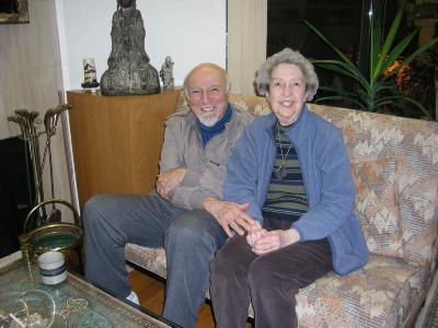 George Avakian and Anahid Ajemian, seated on a couch at their home in Riverdale, New York (2009)