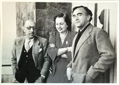 Carlos Chavez with Stravinskys, ca. 1940
