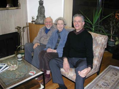 George Avakian, Anahid Ajemian, and Charles Amirkhanian, seated on a couch, Riverdale, New York (2009)