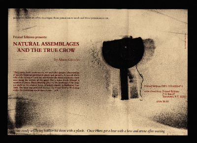 Promotional flyer for Natural Assemblages and the True Crow, by Alison Knowles