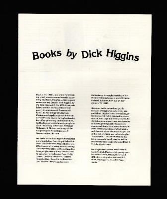 Books by Dick Higgins, 1980s