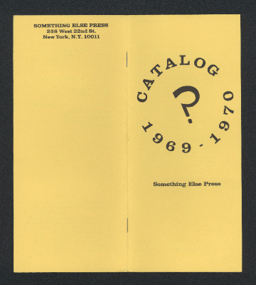 Something Else Press: Catalog, 1969-1970